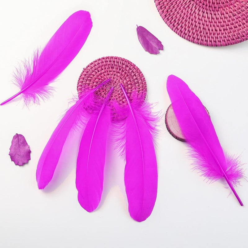 Ballinger Fuchsia Craft Goose Feathers - 120Pcs 6-8inch Large Feathers for DIY Crafts,Angel Wings,Dream Catcher and Wedding Party Decor - Image 4